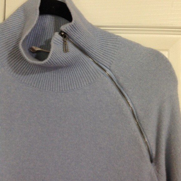 SOFT SURROUNDINGS Small Kalie Sweater Tunic Wool Cotton Light Blue Tulip Hem - Picture 3 of 8